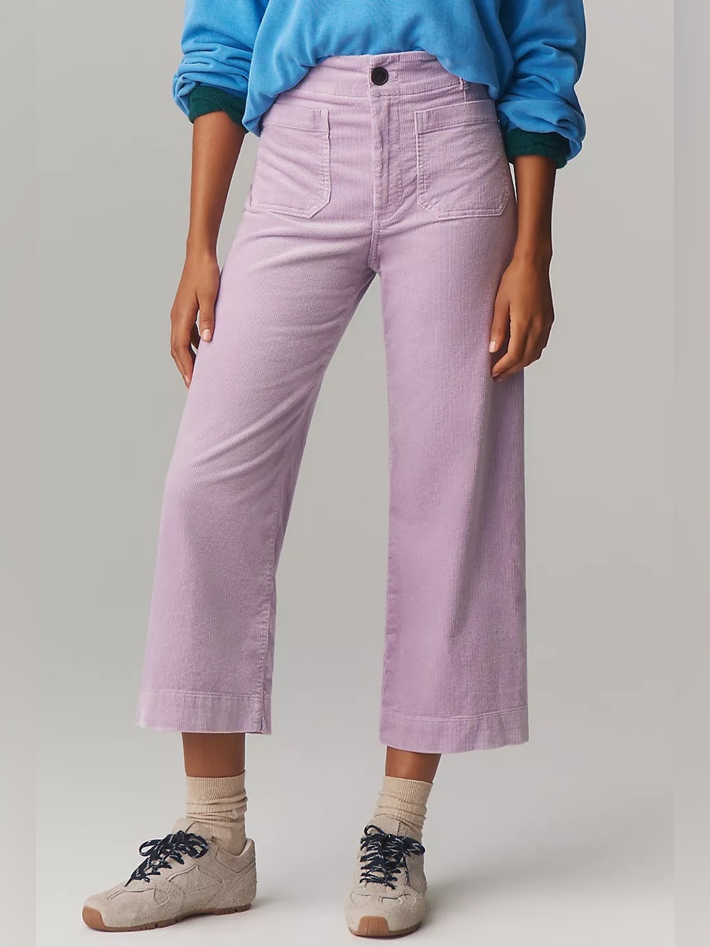 NWT Anthropologie Maeve The Colette Corduroy Crop Wide-Leg Pants Lilac Purple 32
